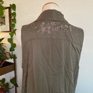 Olive Embroidered Vest